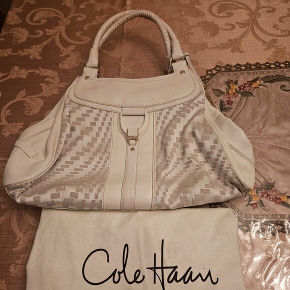 Vintage Cole Hann Leather and Satin Material Shoulder Purse - Picture 2 of 16